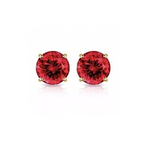 Ruby & Solid 10k Yellow Gold & 0.30ct Earrings
